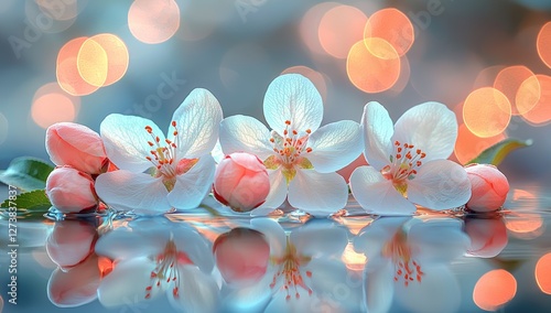 White flowers are blooming on a tree branch in this closeup image, which also features keywords including flowers, plants, and nature