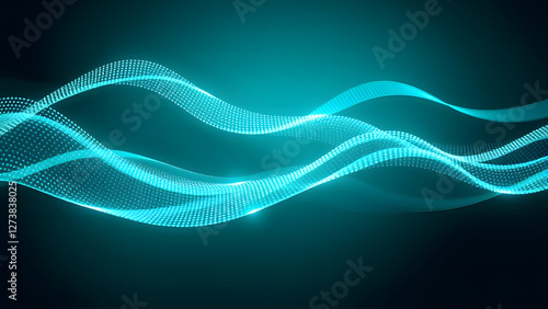 A smooth, flowing blue wave design with light and motion