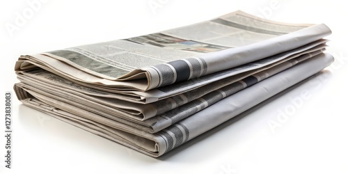 Stack of Newspapers on White Background