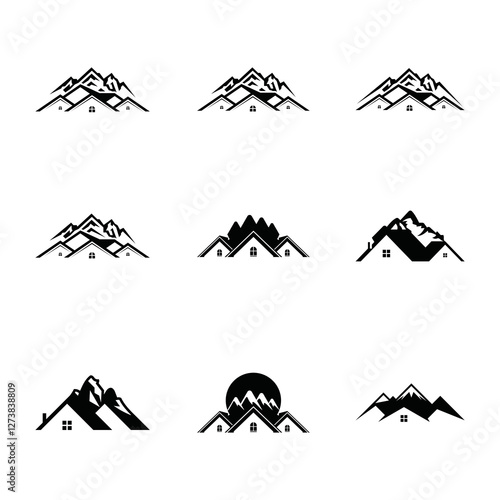 Collection of home and mountain logo modern