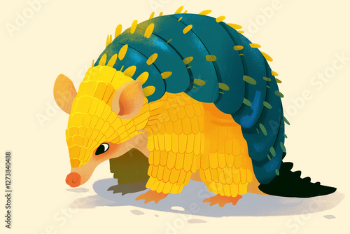 Colorful armadillo illustration with playful design and vibrant colors photo