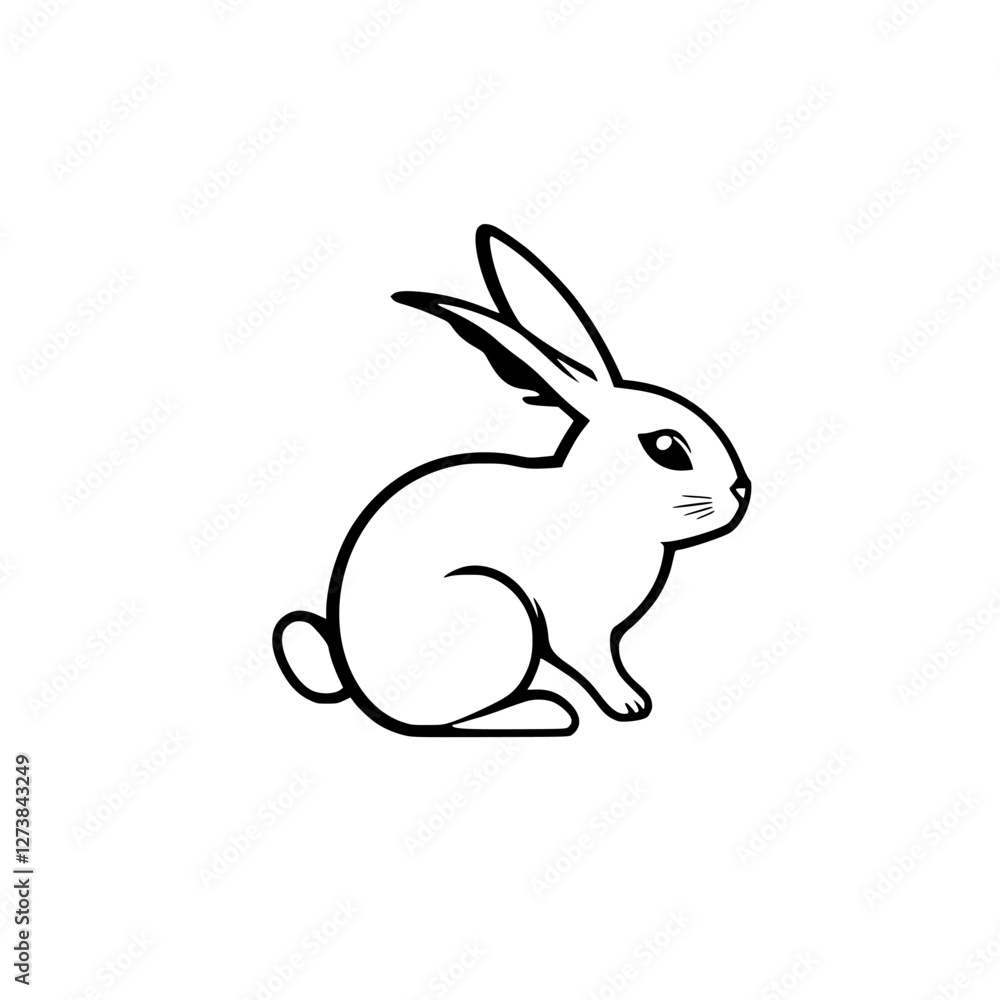 A minimalist illustration of a rabbit, shown in profile against a white background. A minimalist illustration of a rabbit, shown in profile against a white background.