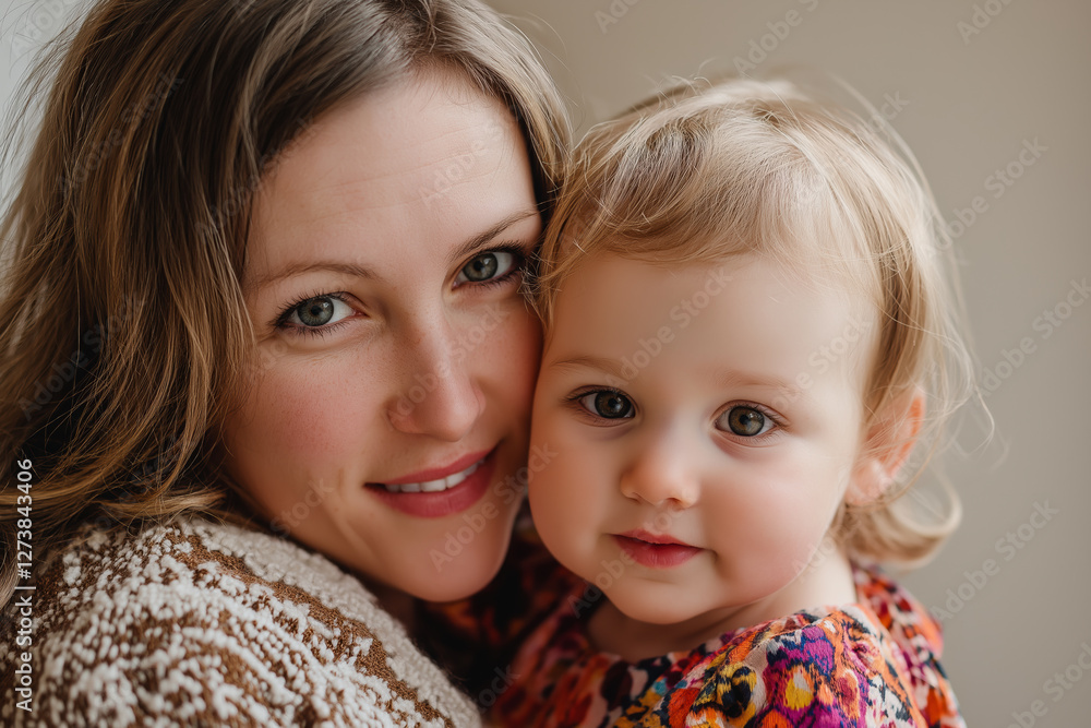 Mother and toddler engage in a warm, affectionate moment highlighting the bond between them in a cozy indoor setting Mother and toddler engage in a warm, affectionate moment highlighting the bond between them in a cozy indoor setting