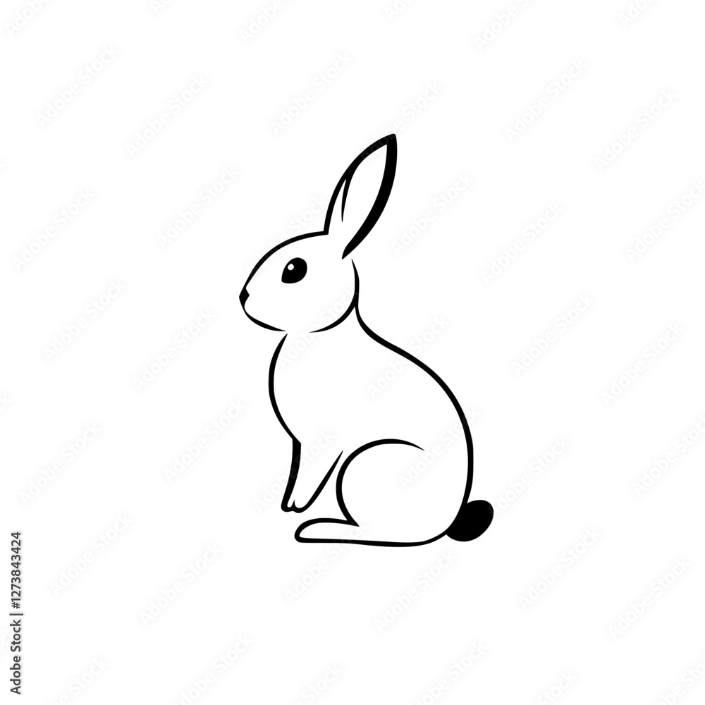 Minimalist sitting rabbit sketch illustration on a white background. Minimalist sitting rabbit sketch illustration on a white background.