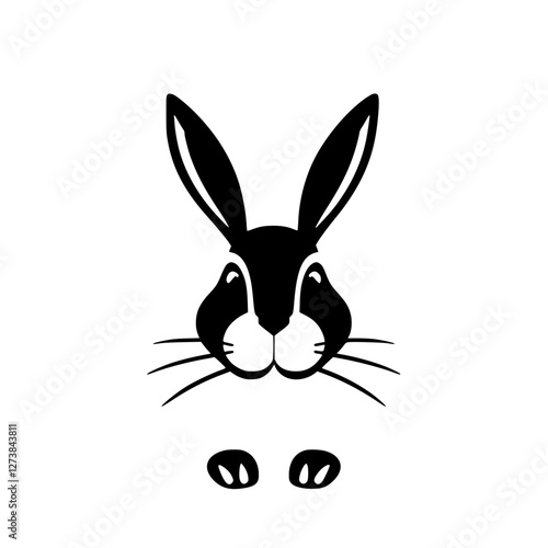 Simple, Graphic Black & White Hare Silhouette on a White Background