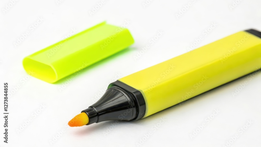 Yellow Highlighter Marker on White Background Yellow Highlighter Marker on White Background