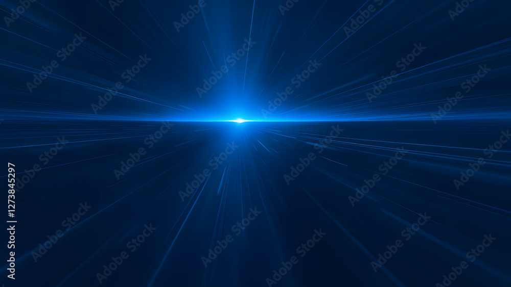 Fototapeta premium Blue light rays create a dynamic motion across the dark abstract backdrop