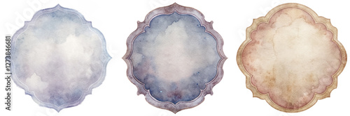 Soft watercolor backgrounds, elegant frames, vintage style, artistic textures, versatile for invitations, creative designs, customizable layouts.