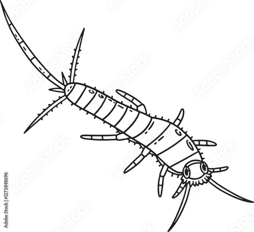 Insect Silverfish Animal Isolated Coloring Page 