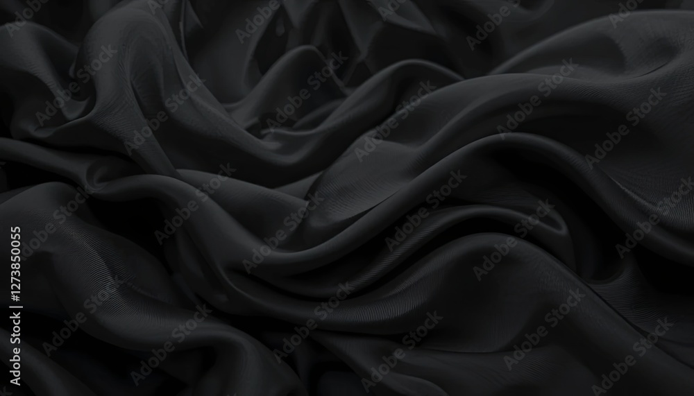 Obraz premium Flowing black fabric texture studio gigapixel cgi soft lighting abstract concept