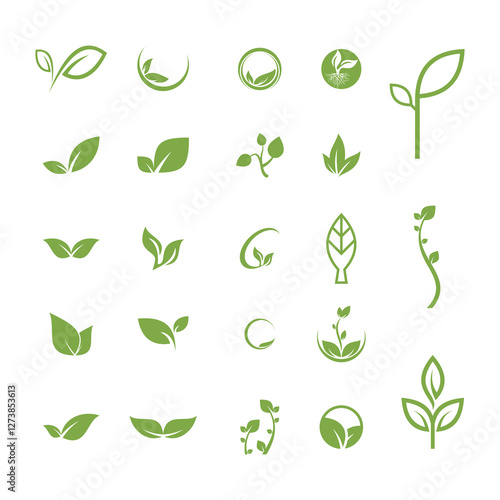 Leaf logo. Collection of eco-friendly nature wood tree style emblem or badge vectors