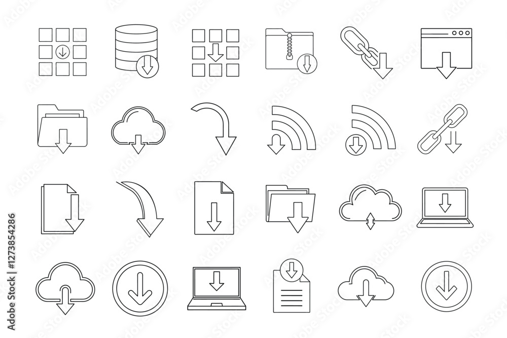 Fototapeta premium editable line art of download icon set on whiter background
