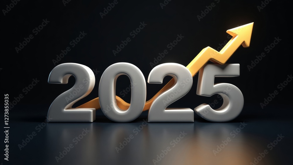 Bold 2025 illustration with upward arrow symbolizing growth Bold 2025 illustration with upward arrow symbolizing growth