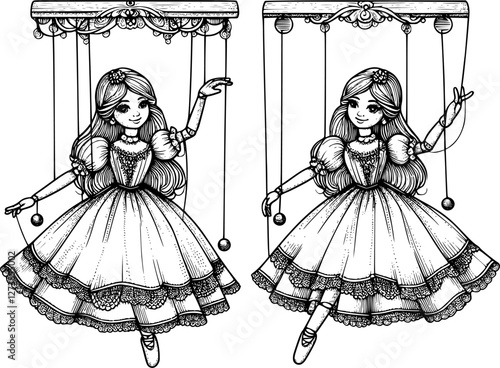 vector illustration of a marionette doll