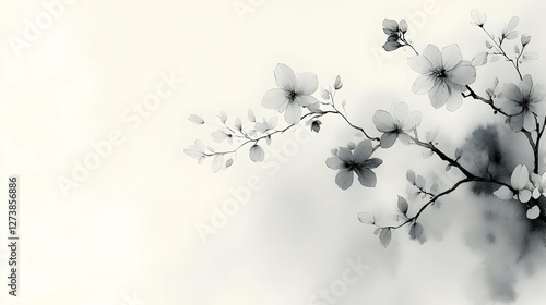Delicate Blossom Branch Watercolor Painting