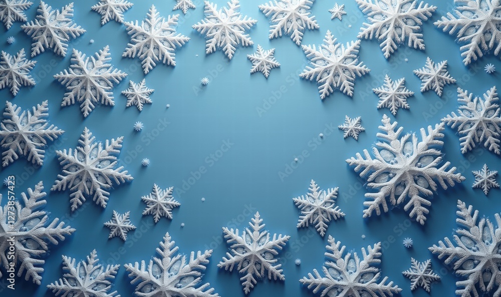 A serene winter scene featuring delicate snowflakes on a calming blue background, perfect for holiday themes and winter promotions. A serene winter scene featuring delicate snowflakes on a calming blue background, perfect for holiday themes and winter promotions.