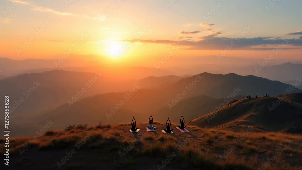 Serene Sunrise Yoga Session Amidst Majestic Mountain Views Serene Sunrise Yoga Session Amidst Majestic Mountain Views