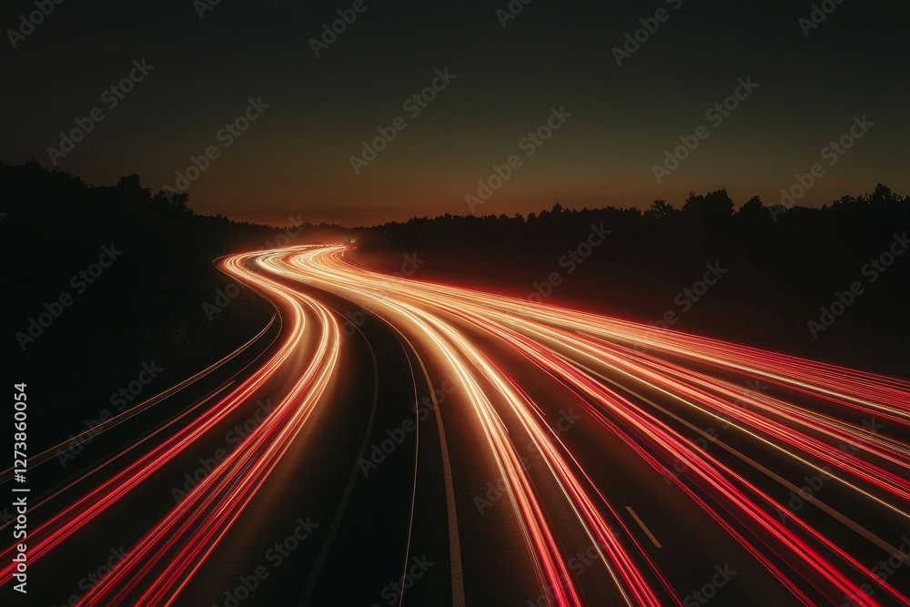 Obraz premium The road's speed is represented by abstract red lines that are colored red
