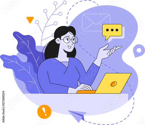 Manager woman Sending Newsletter. E-mail Marketing.