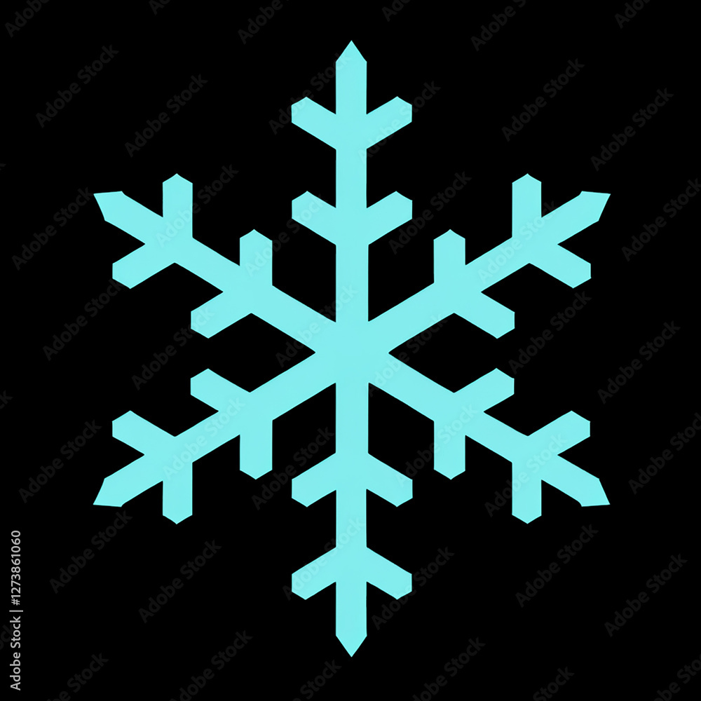Simple Light Blue Snowflake on Black: A Minimal Winter Design Simple Light Blue Snowflake on Black: A Minimal Winter Design