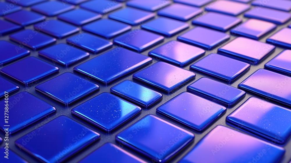 Shiny blue square tiles forming an abstract pattern Shiny blue square tiles forming an abstract pattern