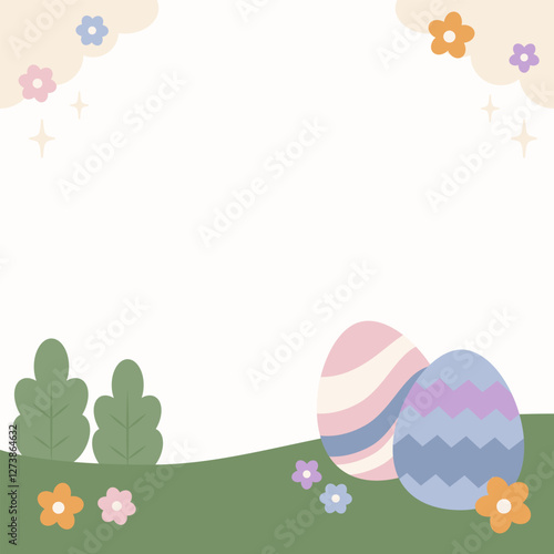 Easter Egg Hunting Square Frame Border Background 