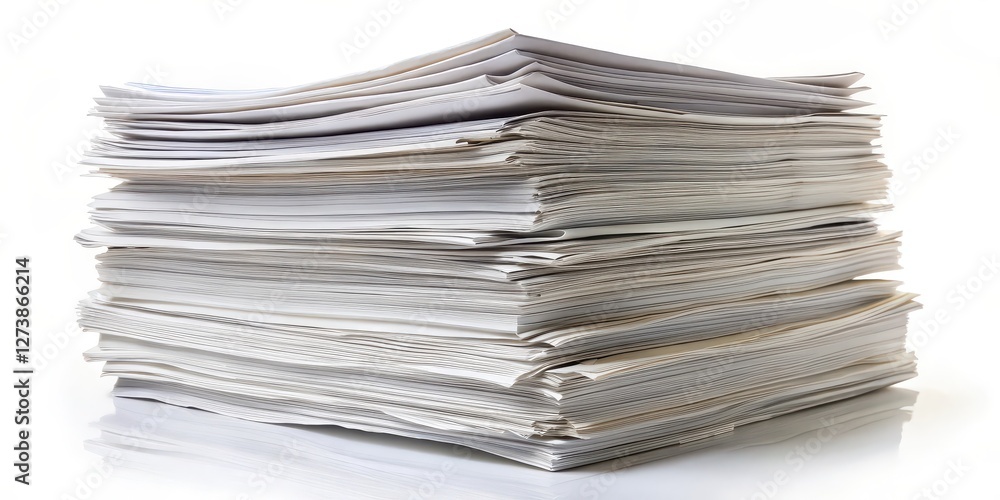 Stack of Paper on White Background Stack of Paper on White Background