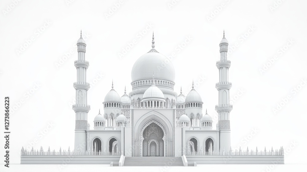 Fototapeta premium silver silhoutte of mosque. ramadhan wallpaper. mosque silhoutte.