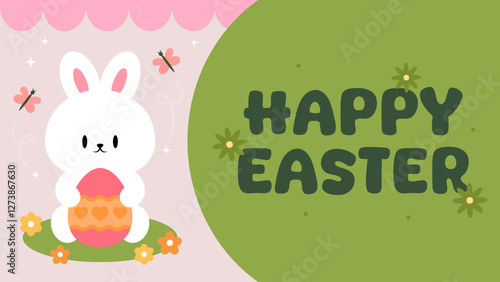 Happy Easter Egg Hunting Poster Horizontal Banner 