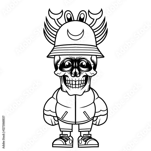 Mascot character design cartoon crab hat outline photo