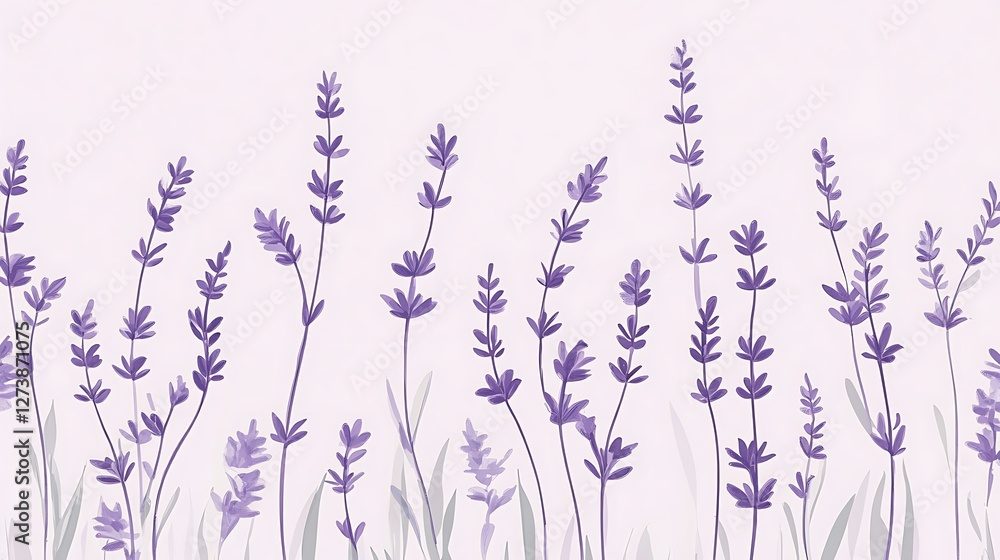 Naklejka premium Lavender blossoms in a watercolor style arrangement