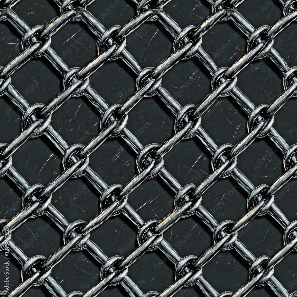 Fototapeta premium Industrial chain link texture urban setting abstract background dark environment close-up view visual concept