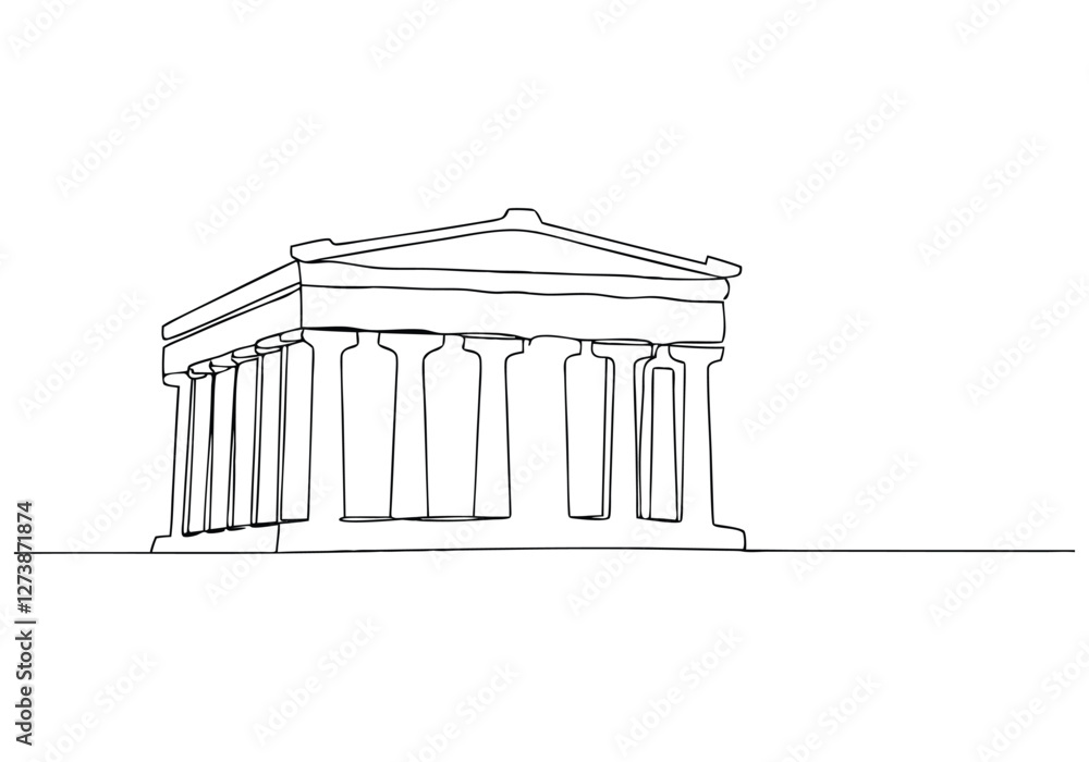 Fototapeta premium Continuous One Line Parthenon Building | Minimalist Landmark Vector Illustration