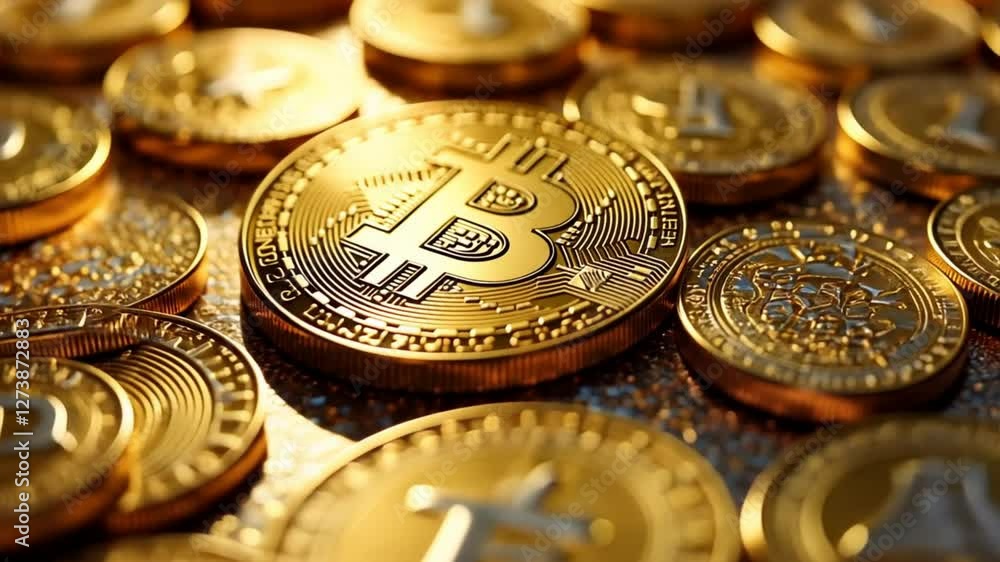 Bitcoin's Golden Horde: Gleaming bitcoin coins form a radiant cluster, their intricate designs reflecting the allure of digital currency, evoking a sense of wealth and technological advancement. Bitcoin's Golden Horde: Gleaming bitcoin coins form a radiant cluster, their intricate designs reflecting the allure of digital currency, evoking a sense of wealth and technological advancement.