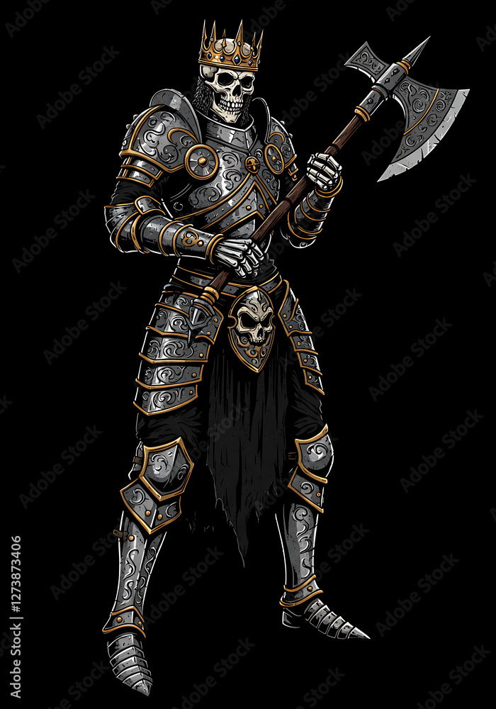 Ornate Skeletal King Dark Fantasy Armor and Halberd Ornate Skeletal King Dark Fantasy Armor and Halberd