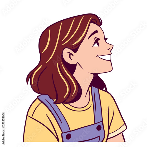 Smiling Woman Holding Chin Illustration