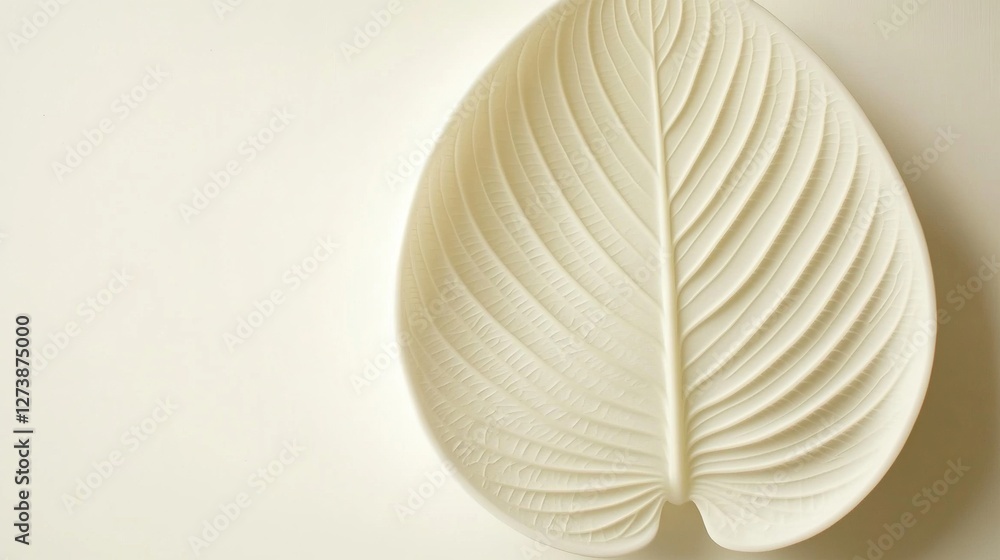 Detailed Close Up of a Single White Leaf with Intricate Vein Pattern on Soft Background Detailed Close Up of a Single White Leaf with Intricate Vein Pattern on Soft Background