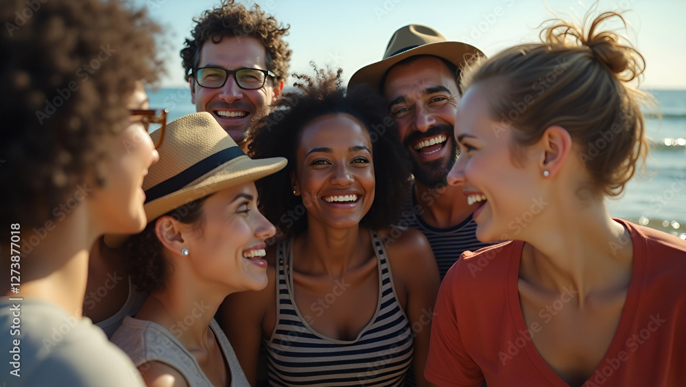 Fototapeta premium Title: A Diverse Group of Five to Seven People of Varying Ages