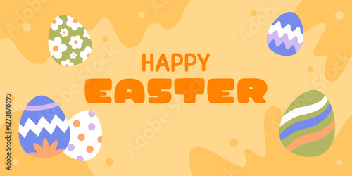 Happy Easter Egg Hunting Poster Panoramic Banner 