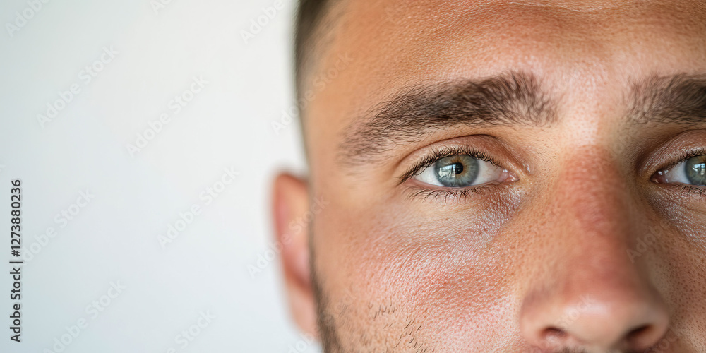 Obraz premium Close-up of Man's Face Showing Eyes and Nose