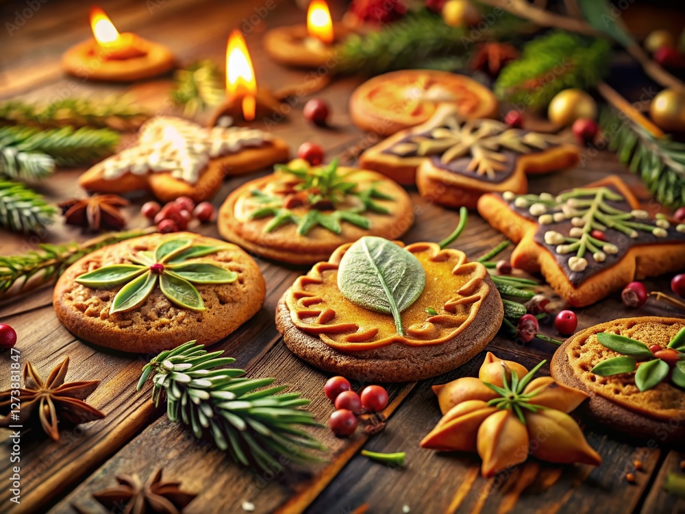 Spelled Cookies: Medieval Herb & Spice Biscuits with Bokeh Background Spelled Cookies: Medieval Herb & Spice Biscuits with Bokeh Background