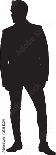 vector, silhouette,  cool man dressed blazer looking away