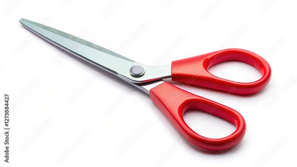 Red-handled Scissors on White Background Red-handled Scissors on White Background