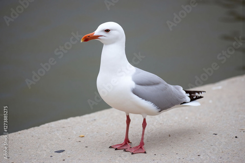 Seagull standing surface plumage beak legs eyes
