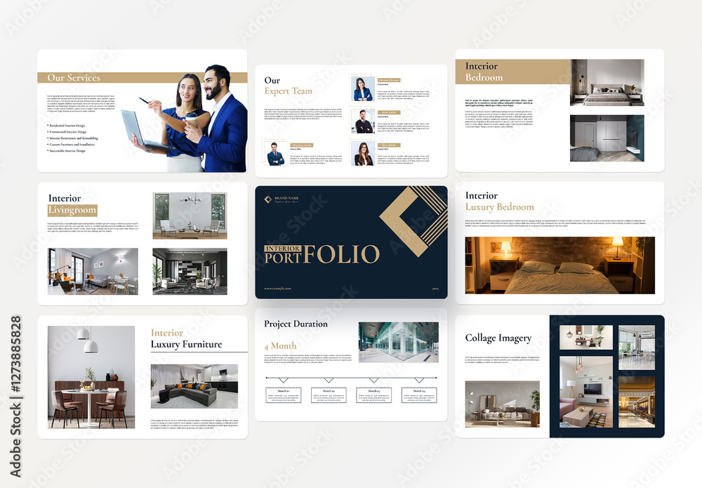 Interior Portfolio Presentation Layout Stock Template | Adobe Stock