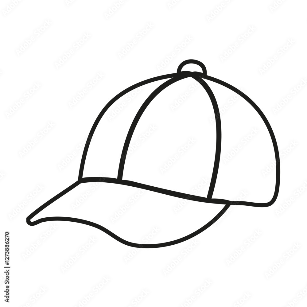 Hand drawn outline cap isolated on white background Hand drawn outline cap isolated on white background