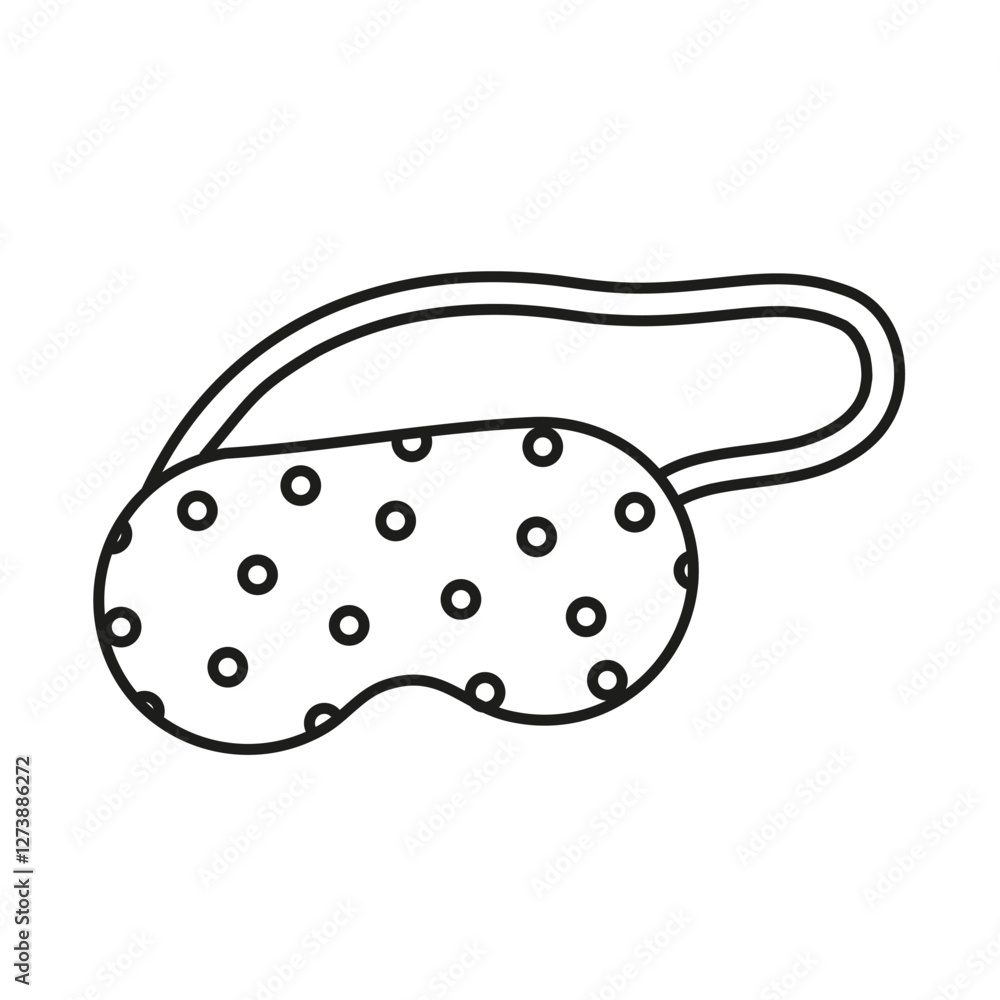 Hand drawn outline sleep mask isolated on white background Hand drawn outline sleep mask isolated on white background