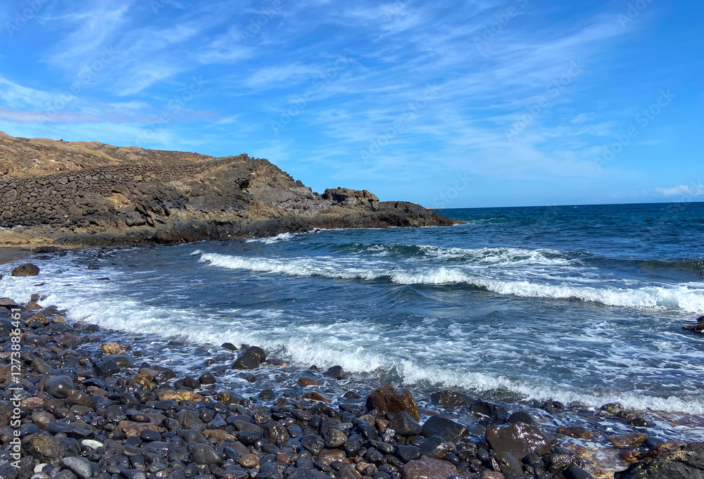 Beautiful coastal view near Playa Montana Pelada beach in Tenerife, Canary islands, Spain. Travel concept.
Beautiful coastal view near Playa Montana Pelada beach in Tenerife, Canary islands, Spain. Travel concept.