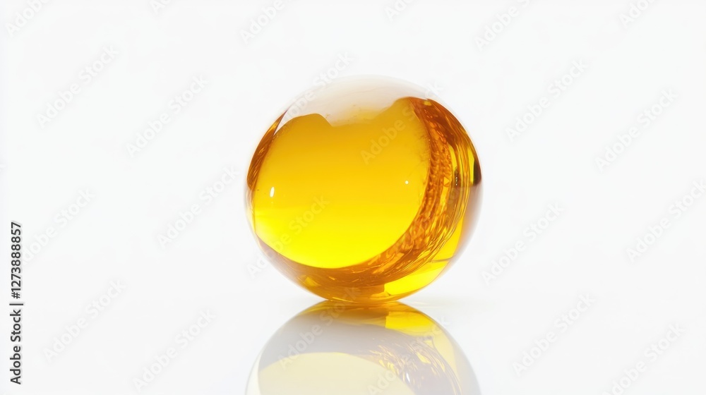 Golden capsule on white background; health supplement Golden capsule on white background; health supplement