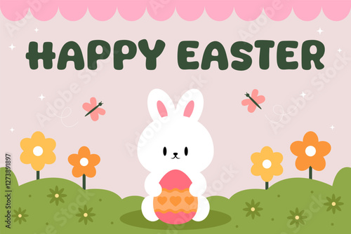 Happy Easter Egg Hunting Poster Horizontal Banner 